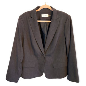 Calvin Klein Women's Grey One Button Blazer Jacket Size 16W